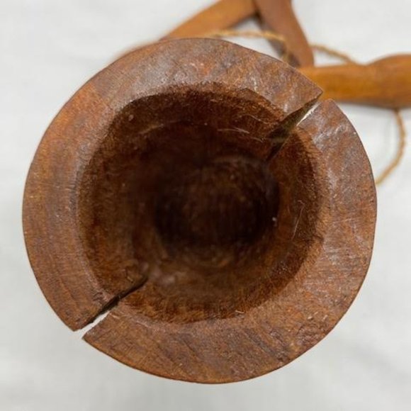 Unique Old Primitive Hand Carved Wooden Cow Goat Bell - Picture 4 of 10